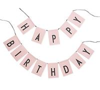 Design Letters-Guirlande de fanions réversible Happy Birthday/Surprise Party-Réutilisable (Rose), 20202002GREEN