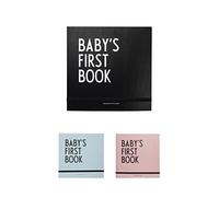 Design Letters Le premier livre de bébé (Noir) - Gardez les souvenirs de la première année de votre enfant, enveloppes et cartes d'étape incluses, couvertures pour photos et plus encore, L:25 x L:25cm