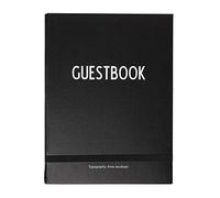 Design Letters Livre d'or (Noir) - Une décoration nordique moderne pour la maison, Couverture rigide avec bande élastique pour une fermeture sûre, 200 pages