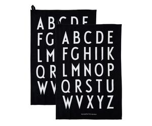 Design Letters Serviette de cuisine Design Letters 40x60 cm lot de 2 Noir