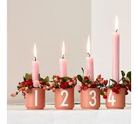 Design Letters Tasse de l'Avent Lot de 4 | Porcelaine Calendrier de l'Avent bougeoir | Coupelle Bougie avec Lettres Gravées pour Avent/Noel/Deco Maison | 50 ML