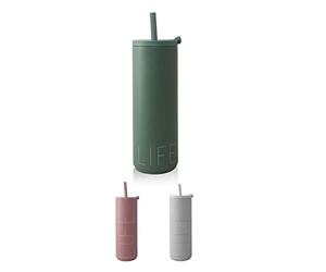 Design Letters TRAVEL Gobelet isotherme avec paille Green (500 ml) | Tasse isotherme au design unique et fermeture intelligente | Tasse de voyage parfaite pour contenir tous les types de boissons