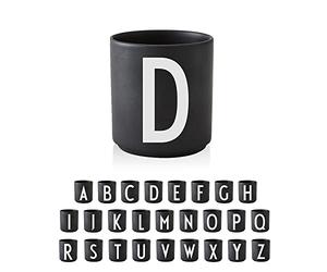 Design Lettres Coupe en porcelaine personnelle A-Z (BLACK) - D
