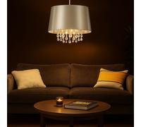 Design Luminaire Plafond Art Soie Argent Cristal Gouttes de Salle à Manger