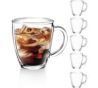 DESIGN•MASTER[Lot de 6, 350ml]-Tasses à Latte Macchiato en Verre avec anse, Tasse à café ou à thé, Parfait pour le café au Latte, Cappuccino, Macchiato.