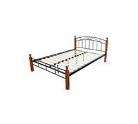 Design BOIS metal lit double 140 x 200 cadre de lit MARRON