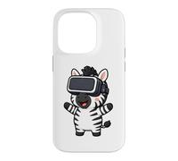 Design Mignon de Dessin animé de Joueur de réalité virtuelle zèbre Coque pour iPhone 14 Pro