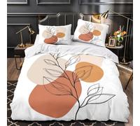 Design minimaliste de feuilles Parure de Lit Microfibre Hypoallergique 3D Effet Ultra Douce Résumé botanique Housse de Couette Fermeture Éclair Douce Confortable for Femmes Single（135x200cm）