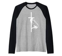 Design minimaliste de Jésus divin, cadeau d'art chrétien sacré Manche Raglan
