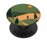 Design Minimaliste Paysage de Coucher de Soleil collines forestières du Milieu du siècle PopSockets PopGrip Adhésif