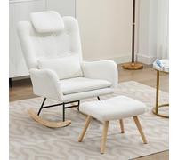 Design moderne : chaise à bascule, chaise à bascule avec tabouret, chaise de loisirs, chaise de relaxation, chaise longue avec accoudoirs, tissu velours peluche, charge maximale 100 kg. Convient pour