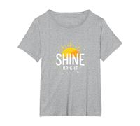 Design Mural inspirant Shine Bright Sun T-Shirt, Femme Grandes Tailles, Gris Chiné, 1X