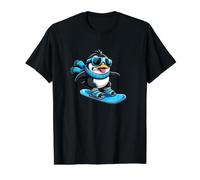 Design Original de Sports d'hiver en Forme de Pingouin T-Shirt Graphique avec Valeur, Homme, Noir, S