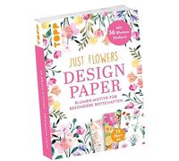 Design Paper Just Flowers A6 mit Blumen-Stickern: 75 Motivpapiere (DIN A6, 220 g/m²), in 25 Designs, 16 Seiten Handlettering-Grundkurs, Softcover, 36 Blumen-Sticker
