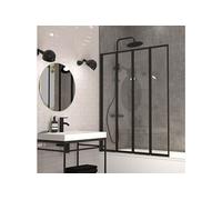 GELCO DESIGN Pare-baignoire pivotant pliant transparent noir, H.140 x l.110 cm Exalt Transparent G
