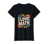 Design passionné de Formes géométriques « I Love Math » T-Shirt Graphique avec Valeur, Femme, Noir, M