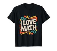 Design passionné de Formes géométriques « I Love Math » T-Shirt Graphique avec Valeur, Homme, Noir, M