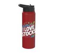 Design passionné de marché boursier I Love Stocks Stainless Steel Insulated Water Bottle