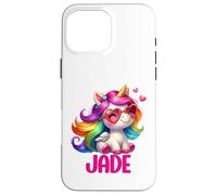 Design personnalisé avec nom de Licorne en Jade Coque pour iPhone 16 Pro Max