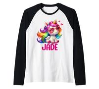 Design personnalisé avec nom de Licorne en Jade Manche Raglan