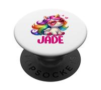 Design personnalisé avec nom de Licorne en Jade PopSockets PopGrip Adhésif