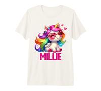 Design personnalisé avec nom de Licorne Millie T-Shirt Haut de Gamme