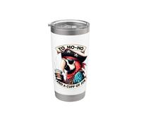 Design pirate amusant avec inscription « Yo Ho Ho & A Cup of Joe » Gobelet isotherme en acier inoxydable double paroi