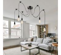 Design Plafonnier Lampe Suspendue Noir la Vie Chambre Éclairage Tissu