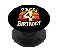 Design rétro Amusant « It's My 4th Birthday » pour Enfants PopSockets PopGrip Adhésif