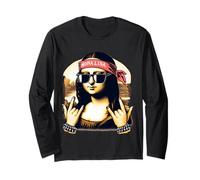Design rétro Amusant Mona Lisa Rapper Rock Punk Manche Longue