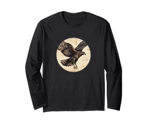 Design rétro coloré Noir Hawk-Eagle Bird Manche Longue