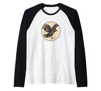 Design rétro coloré Noir Hawk-Eagle Bird Manche Raglan