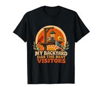 Design rétro d'observation des Oiseaux My Backyard Has The Best Visitors T-Shirt Graphique avec Valeur, Homme, Noir, XL
