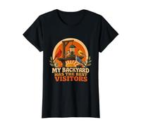 Design rétro d'observation des Oiseaux My Backyard Has The Best Visitors T-Shirt Graphique avec Valeur, Femme, Noir, S