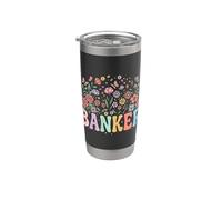 Design rétro floral banquier financier professionnel Gobelet isotherme en acier inoxydable double paroi