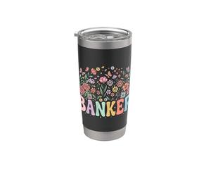 Design rétro floral banquier financier professionnel Gobelet isotherme en acier inoxydable double paroi