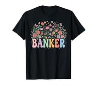 Design rétro Floral banquier Financier Professionnel T-Shirt
