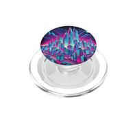 Design rétro futuriste de Paysage Urbain PopSockets PopGrip pour MagSafe