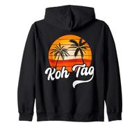 Design rétro Koh Tao Coucher de Soleil Palmiers Vintage Voyage Sweat à Capuche