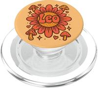 Design rétro signe du zodiaque Lion tournesol PopSockets PopGrip pour MagSafe