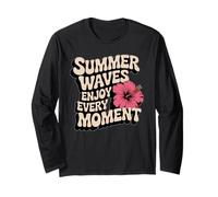 Design rétro Summer Vibes Typographie Vagues d'été Manche Longue