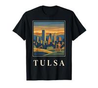 Design rétro Vintage de l'industrie pétrolière de Tulsa Oklahoma Skyline T-Shirt
