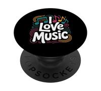 Design Rythmique I Love Music Vibrant Notes PopSockets PopGrip Adhésif