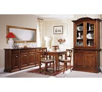 Design Salle à manger Set 6pcs Bois Meubles 4x Chaise Table Vitrine Groupe Nouveau