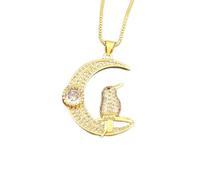 Design Simple Micro pavé Zircon Lune Forme Lucky Bird Animal Pendentif Chaîne Collier Accessoires Cadeau de Fête