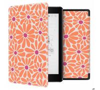 Design Slim Hard Case Sleepcover Kobo Aura One Orange Flowers Connect imoshion