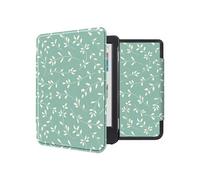 Design Slim Hard Case Sleepcover pour Kobo Clara Colour / BW - Smoke Green Flowers