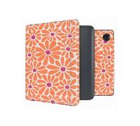 Design Slim Hard Sleepcover avec support pour Kobo Libra Colour - Orange Flowers Connect