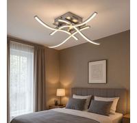 Plafonnier LED design plafonnier moderne lampe de salon lampe de salon, tiges mobiles, aluminium acier brossé, 4x 4 W 4x260lm 3000K, LxlxH 48 x 48 x 10,5 cm