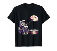 Design Spatial futuriste Astronaute pêche Lune Espace T-Shirt Graphique avec Valeur